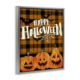 thumbnail image 2 of Halloween Jack-o-Lanterns on Plaid Gray Floating Frame Canvas Art, 17 x 21, Made In USA, 2 of 8