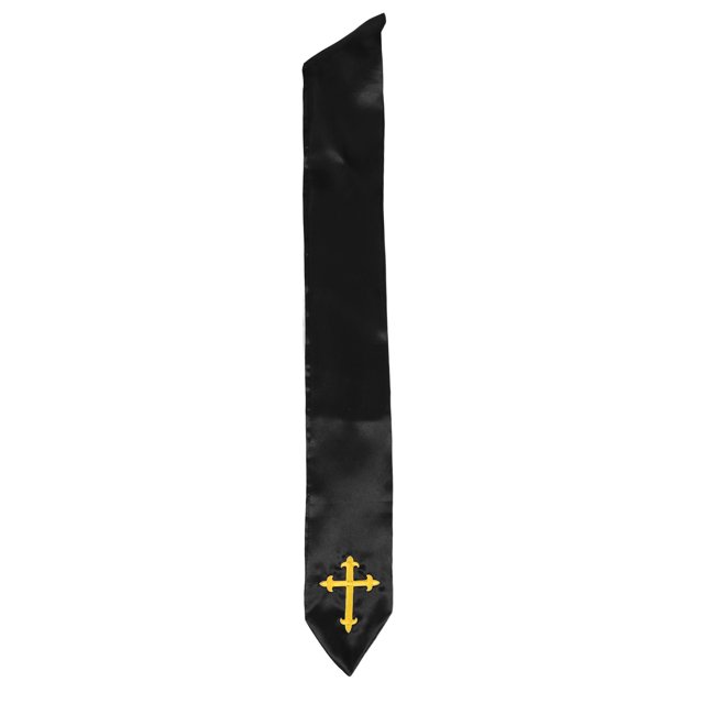 Moluckfu Lightweight Black Priest Stole with Cross for Church Choir and Pastoral Use