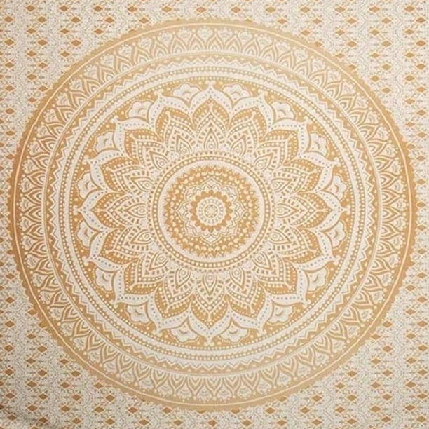 Colcha Bohemia Queen Size, Tapiz Mandala Tradicional Indio Ombre, Hecho a Mano en Estilo Indio Clásico, Decoración Elegante Resistente a la Intemperie, Regalo Ideal para Todas las Ocasiones