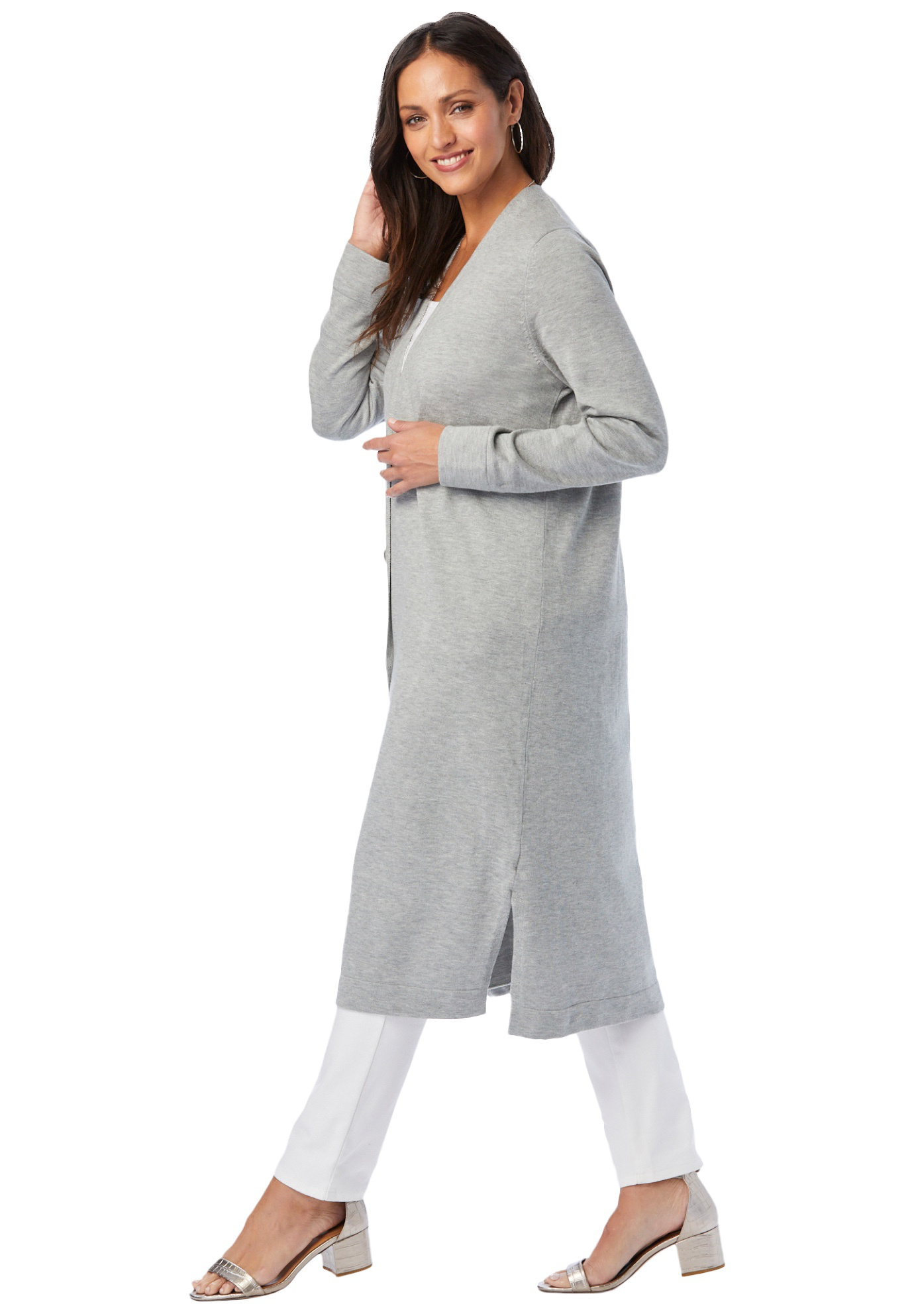 Jessica London Women's Plus Size Fine Gauge Duster Cardigan Cardigan Sweater - image 4 of 5