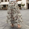 thumbnail image 2 of Women Casual Maxi Skirt Long Elastic Waist with Pockets 100% Cotton Green Aloha Classic Paisley Floral Art, 2 of 2