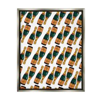 Stupell Industries Pair Champagne Bottles Pattern Arrangement Alcohol Drink Graphic Art Luster Gray Floating Framed Canvas Print Wall Art, Design by Amelia Noyes