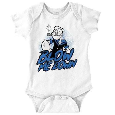 

Popeye The Sailor Man Blow Me Down Romper Boys or Girls Infant Baby Brisco Brands 18M