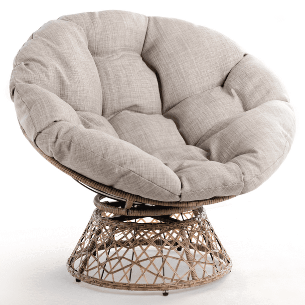 Papasan Chair With Soft Thick Density Fabric Cushion, High Capacity