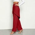 thumbnail image 6 of TEAJOPSUU Women's Wide Leg Pants High Waisted Tie Waist Wrap Pants with Pockets Casual Solid Color Daily Pants Red, 6 of 7