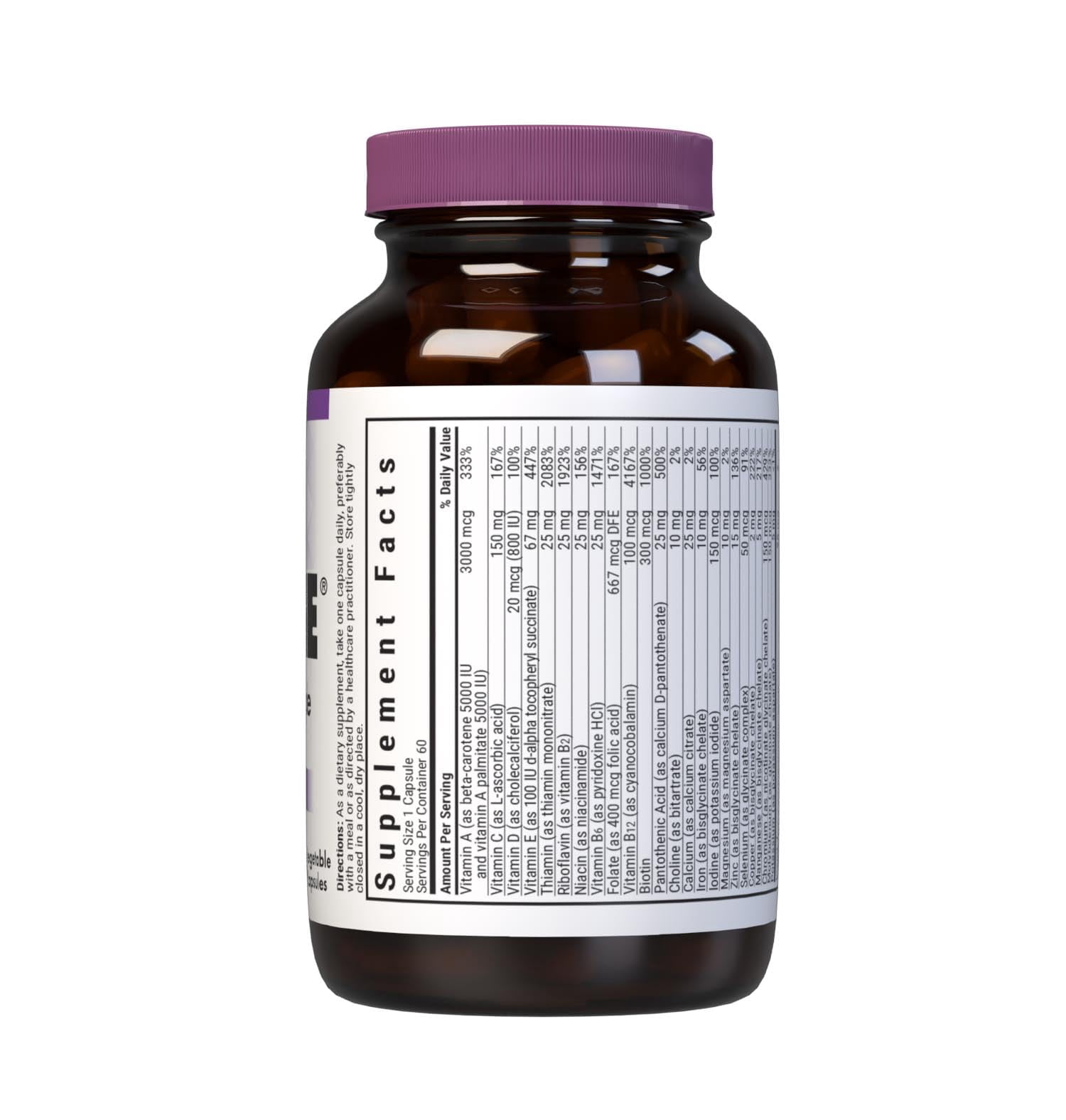 Bluebonnet Mult One (with Iron), Daily Support*, 60 Vegetable Capsules, 60 Servings