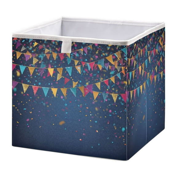 Fabric Open Basket Bins Foldable Storage Basket 2 Size Avliable Colorful Flags