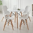 thumbnail image 6 of 5 Piece Round Dining Table Set for 4, Mid-Century Modern Kitchen Table with 4 Chairs for Home, Apartment, Plastic Seats, Space Saving, Wood Legs, 6 of 9