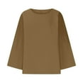 thumbnail image 4 of Antinious Plus Size Workout Tops for Women Solid Crewneck Long Sleeve Oversized Sweatshirt,Winter Sweatshirt for Women,Going Out Tops for Women,Brown,L, 4 of 5
