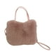 thumbnail image 3 of Bolso de hombro de felpa con correa para hombro, bolso de invierno y moderno, con asa superior Rosa, 3 of 7