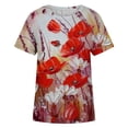 thumbnail image 5 of Blusa informal de manga corta con cuello redondo y estampado de verano a la moda para mujer Pompotops  hfajkhk134764, 5 of 5