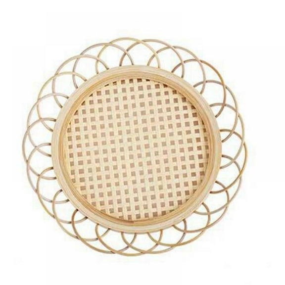 Bamboo Woven Rattan Handmade Bamboo Coaster Flower Shaped Coffee Coasters Boho Home Decor Gift, 4.3*4.3*0.4inch