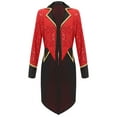 thumbnail image 4 of inlzdz Womens Sparkly Sequin Tailcoat Jacket Notched Lapel Open Front Tuxedo Coat Red XXL, 4 of 7