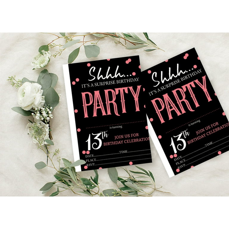 Darling Souvenir Black Birthday Invitation Card Printable Elegant Fill or  Write In Blank Party Invites 28 Pcs 5 x 7 Inches - Walmart.com