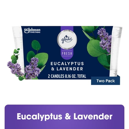 Glade® Candles, Eucalyptus & Lavender, Fresh Collection, 8.16 oz, Pack of 2