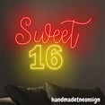 thumbnail image 3 of Handmadetneonsign Sweet 16 Neon Sign, Birthday Led Light, Party Wall Art Decor, Best Gife For Her 69141, 3 of 5