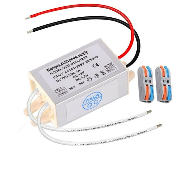 LIDESENMO 1-Pack 12 Volt LED Power Supply 12W DC 12V Waterproof IP67 LED Driver Transformer, 110V AC to 12V DC Converter for Low Voltage Outdoor LED Light Landscape Lights CCTV Camera (1-Pack)