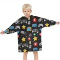 thumbnail image 3 of Colorful Games Star Black Pattern Blanket Hoodies for Kids 6-13YR Oversize Wearable Blanket Hoodies for Boys Girls Teens, 3 of 7