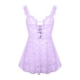 thumbnail image 4 of Summer Savings Clearance 2024! TAGOLD Womens lingerie,Women's Fashion Sexy Soild Heart Print Lace Splicing Mesh Nightdress, 4 of 7