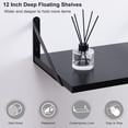 thumbnail image 4 of Black Floating Shelves, 12 Inch Deep Wall Mounted Shelves Set of 2, Modern Floating Wood Shelves for Wall Decor Large Storage Shelves for Bathroom Bedroom Kitchen Living Room, 4 of 7