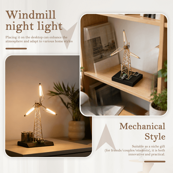 Rotating Windmill Night Light, DIY Courtyard Lanterns, Rustic Farmhouse Lights, Industrial Atmosphere Decorative Nightlight Lamp, Turning Back Time, Illuminating Dreams, Bedroom Hallway