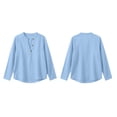 thumbnail image 4 of Cotton Linen Tshirts for Women Long Sleeve Button V Neck Tops Womens Lightweight Summer Fall T-Shirts, 4 of 7