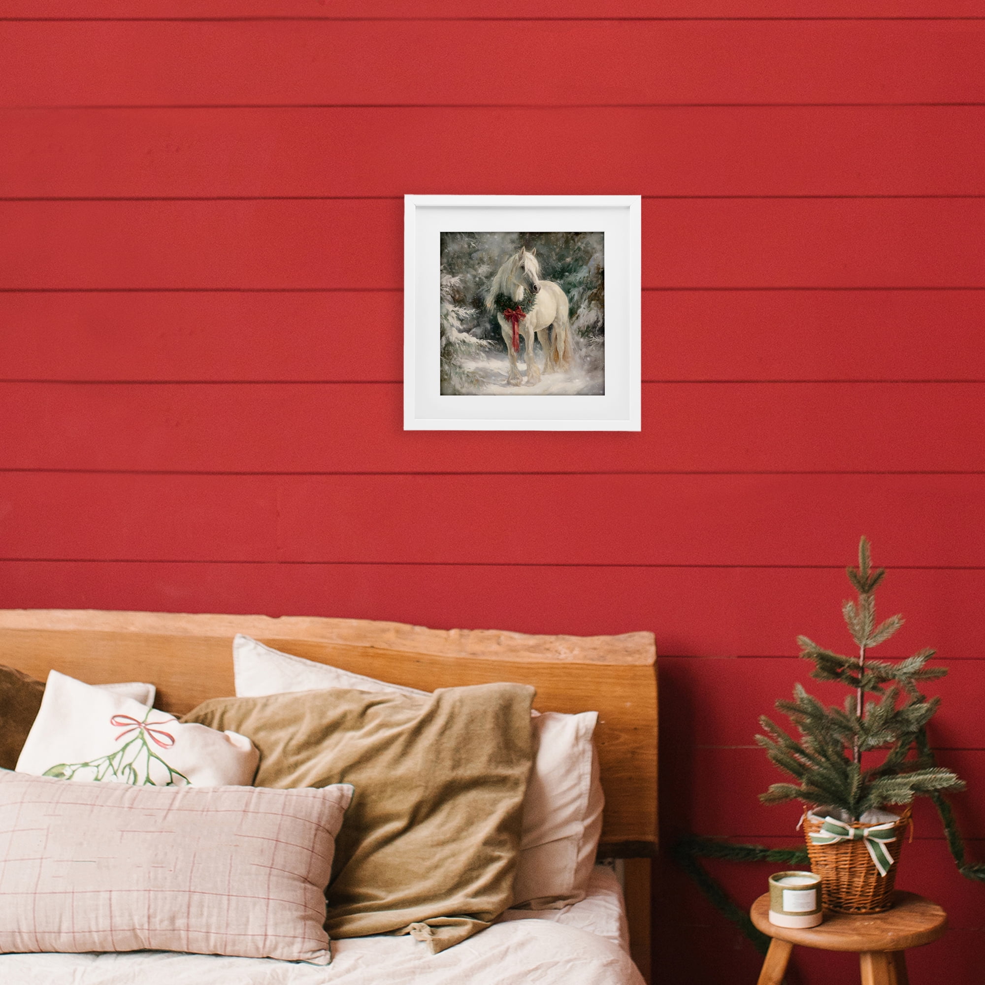 Stupell Industries Pretty Christmas Mare White Framed Print Under Glass, design by Tina LeCour