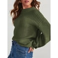 thumbnail image 3 of Women'S Casual Long Sleeve Sweaters Loose Crewneck Knit Solid Pullover Sweater Jumper Tops  Green XL, 3 of 5
