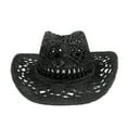 thumbnail image 2 of Pnellth Cowboy Hat Classic Vintage Hollow Out Unisex Curled Edge Wide Brim Men Sun Hat Fishing Hat Black, 2 of 5