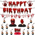 thumbnail image 4 of Disposable Tableware Set Complete Supplies All-In-One Set With Horror Bloody Handprints Design Plates Cups Napkins For Party Home Table Decoration Ideal For, 4 of 6