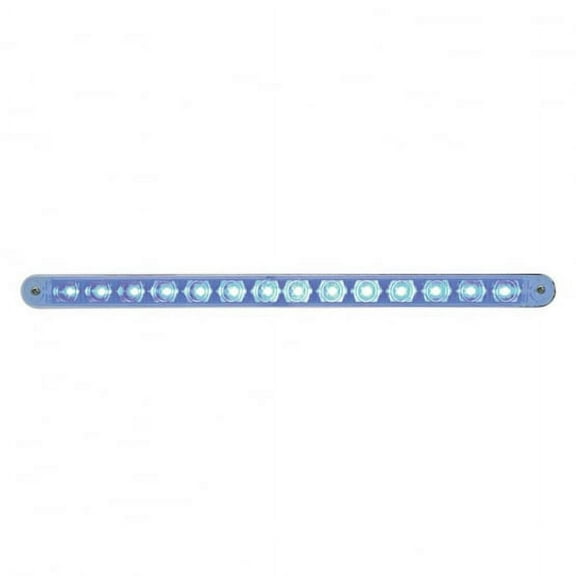 14 LED 12" Auxiliary Strip Light w/ Bezel - Blue LED/Clear Lens