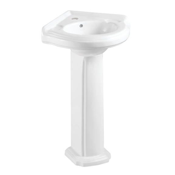 Kingston Brass VPB2210 Pilaster 22-Inch Ceramic Pedestal Sink (Single Hole) in Glossy White