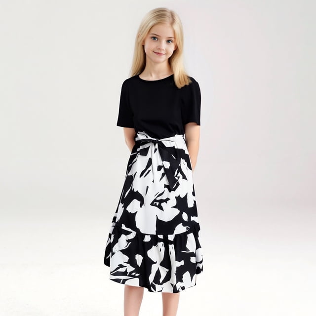 WILLBEST Vestidos Largos Casuales para Mujer Vestido Midi para Niñas, Estilo Bohemio, de Manga Corta, con Capas, de Verano, con Flores 130
