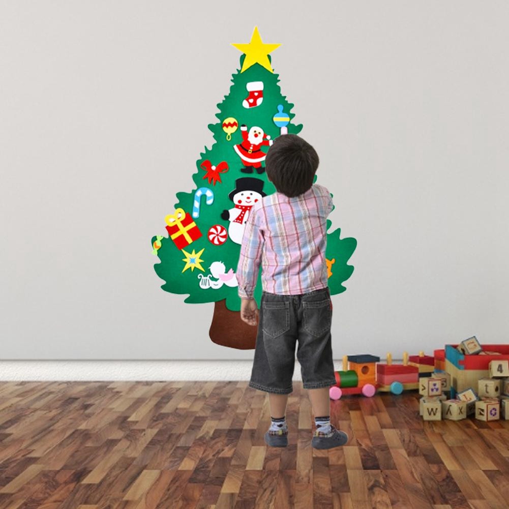 Sapin De Noël En Feutrine Pour Enfants - DIY Avec 21 Ornements Détachables - Décoration Murale Ou Pour Porte - Activité Créative - 4