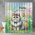 thumbnail image 2 of Persian Hello Spring Time Flower Floral Nature Shower Curtain Cat Lover Kitten Owner Gifts Waterproof Bathroom Bathtub Curtain - 02031, 2 of 5
