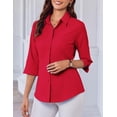thumbnail image 7 of Zeagoo Women Work Shirts Button Down Three Quarter Sleeve Short Sleeve Office Blouses for Women, 7 of 7