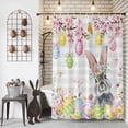 thumbnail image 3 of Shower Curtain for Bathroom Spring Easter Rabbits Eggs Flowers Waterproof Bath Curtains Shower Curtains with Hooks,Gray White Plaid Bathroom Curtain Privacy Drapes for Bathtubs Toilet 72x72in, 3 of 9