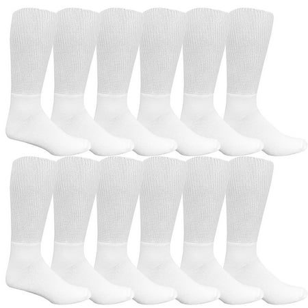 12 Pairs Diabetic Socks for Men, Non Binding Cotton Sock, Promotes Blood Circulation, Bulk Pack