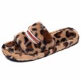 thumbnail image 6 of BOERTEU Women Striped Embroidered Fuzzy Open Toe House Slippers, 6 of 9