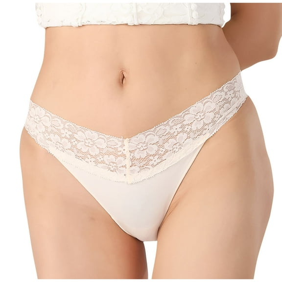 biudgviw Womens Panties Fashion Lace Low Waisted Thongs Underwear Breathable Cutout Bikini Briefs