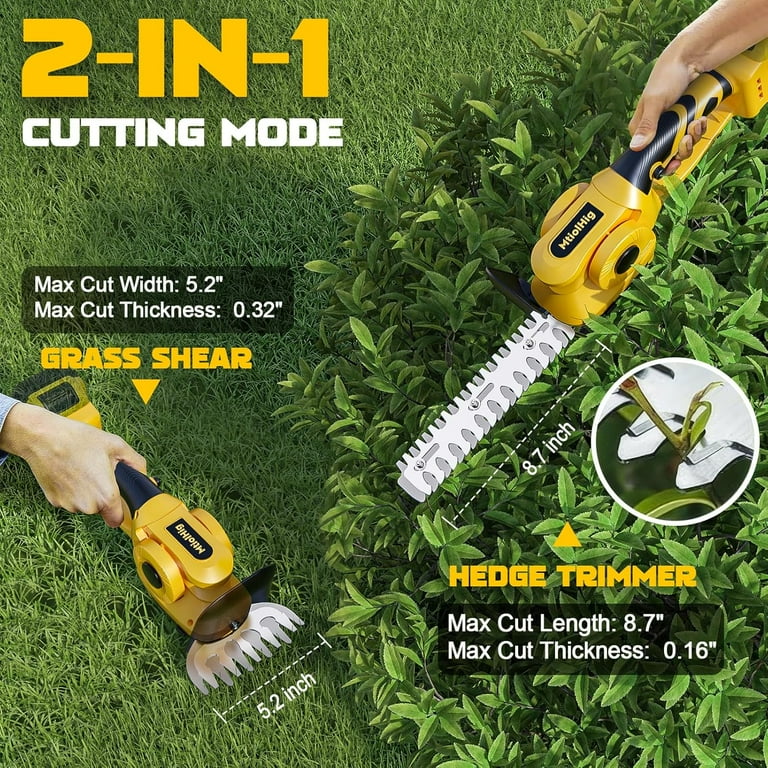 Cordless Hedge Trimmer for Dewalt 20V Max Battery 2 in 1 Electric Hedge Trimmer Cordless Grass Shear Bush Trimmer Handheld Grass Trimmer for Garden Yard Lawn Shrubbery Cutter Bare Tool Walmart