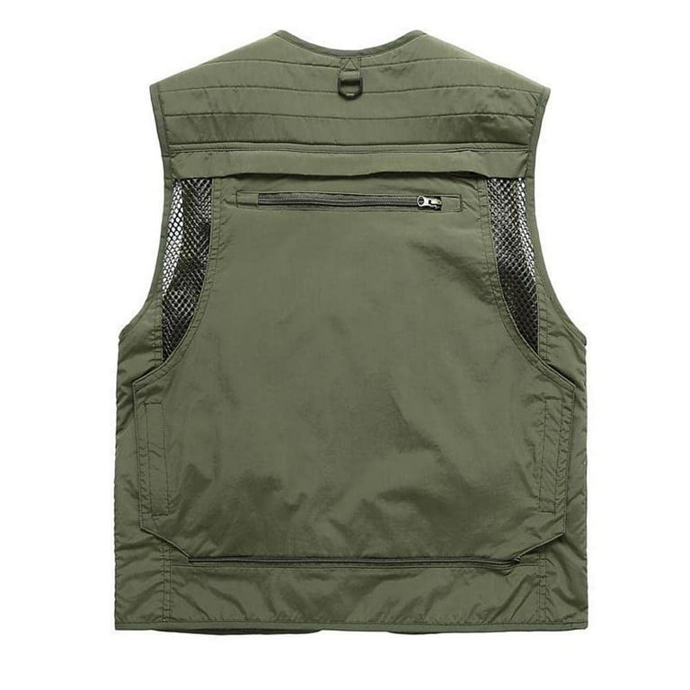 HOTIAN Fishing Vest Jcket for Men and Women Quick-Dry Outdoor Cargo Utility  Vests with Multi-Pocket for Travel Work Photography Army Green XXXXL 