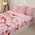 thumbnail image 3 of Homewish Pink Bow Cherry Zipper Twin Comforter Sets with Fitted Sheet and 2 Pillowcases, Girly Princess Cartoon Zipper Bedding Set, Pink Reversible, 4pcs, 3 of 6