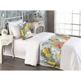 thumbnail image 2 of Flower Bed Runner Set, Watercolor Exotic Lilies and Gerbera Flowers on Reseda Green Tone Backdrop, Decorative Bedding Scarf & a Pillow Sham for Hotels Homes, Twin, Mustard and Salmon, by Ambesonne, 2 of 3