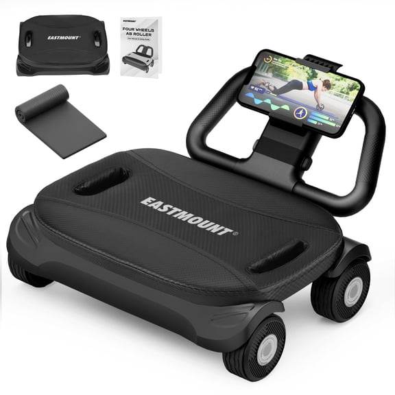 EAST MOUNT Ab Roller Wheel - Ab Roller with Elbow Support for Core Workout Belly Fat Automatic Rebound Abdominal Wheel for Women Men Home Gym Equipment