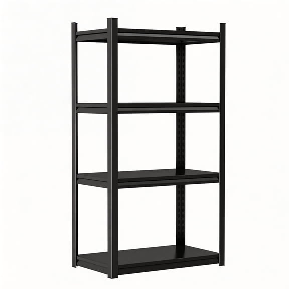 48” W x 54” H Large Storage Shelving, 24” Deep 4 Tier Heavy Duty Steel Rack, 3000 LBS Load Adjustable Unit for Commercial Garage Warehouse, Black