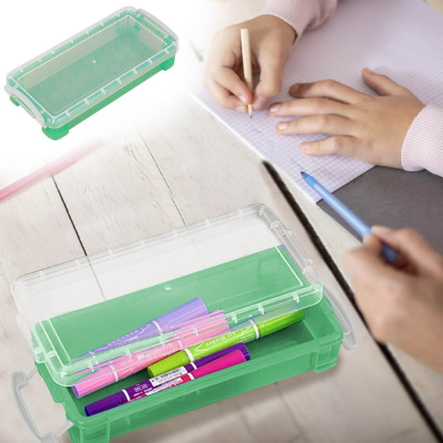 TIMIFIS Pencil Cases 1 Pack Plastic Pencil Box Large Capacity Pencil Boxes Clear Boxes with Snap-Tight Lid Stackable Design and Stylish Office Supplies Storage Organizer Box Back to School Supplies