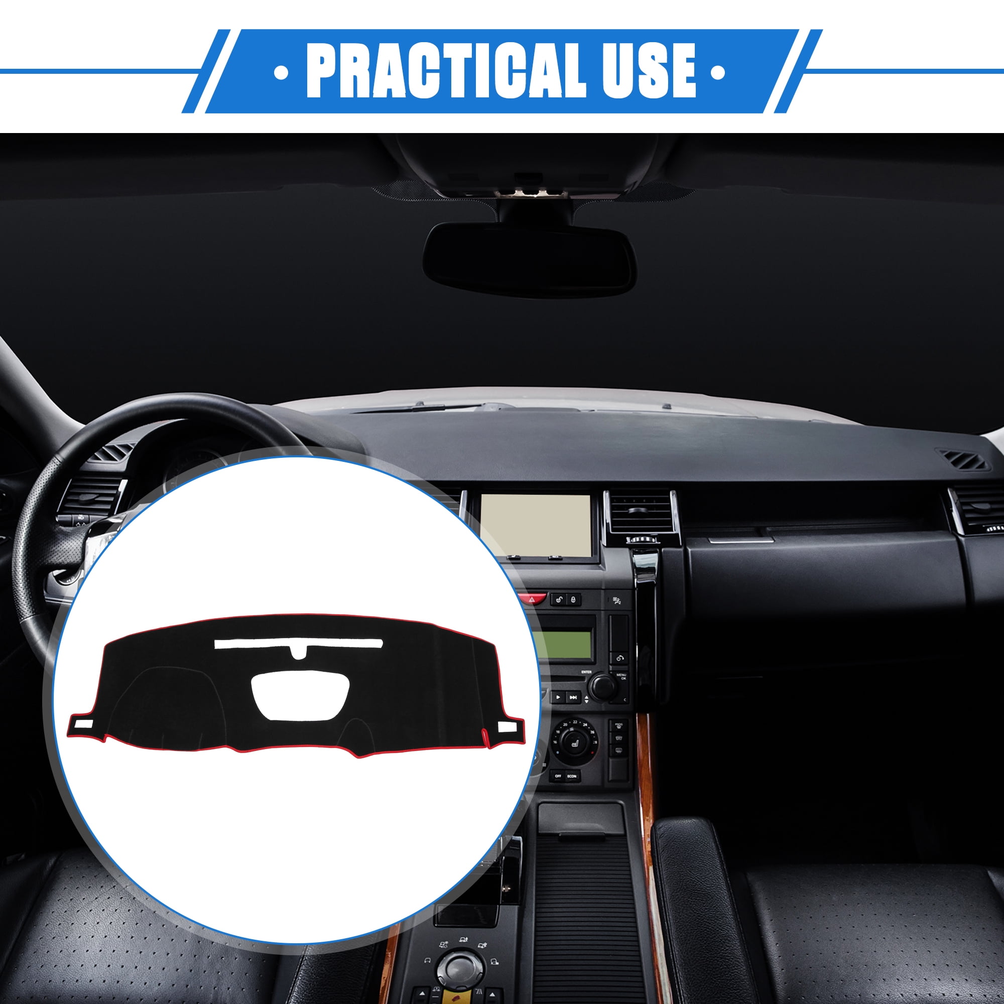 Unique Bargains Dashboard Cover Mat for Chevy Silverado 2019-2022 Durable Polyester Red Front Dash Cover Mat