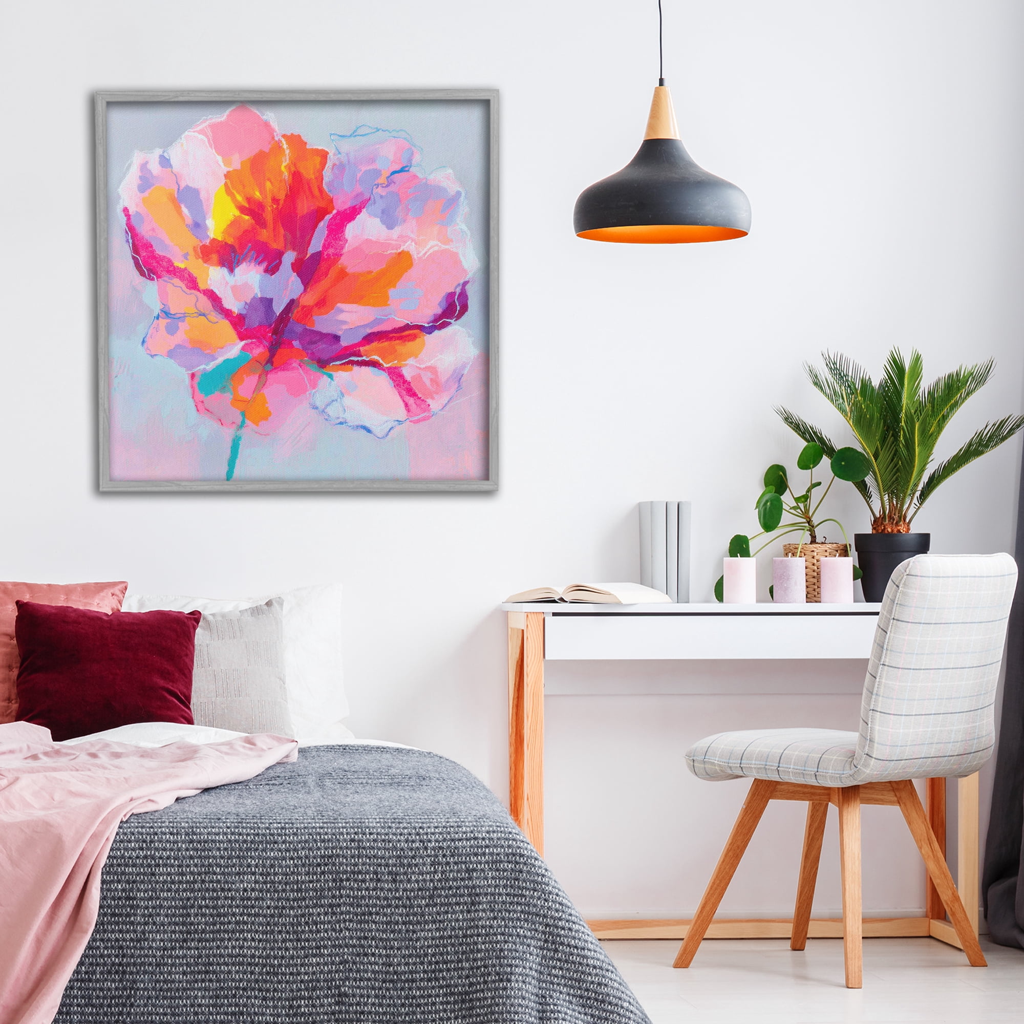 Stupell Industries The Open Petal Expression Gray Framed Giclee Art, design by Chromatic Storm Studio