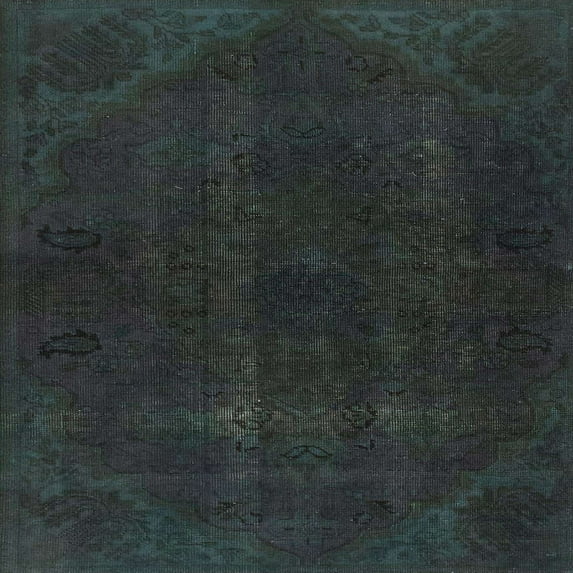 Ahgly Company Machine Washable Indoor Square Abstract Gunmetal Green Area Rugs, 7' Square